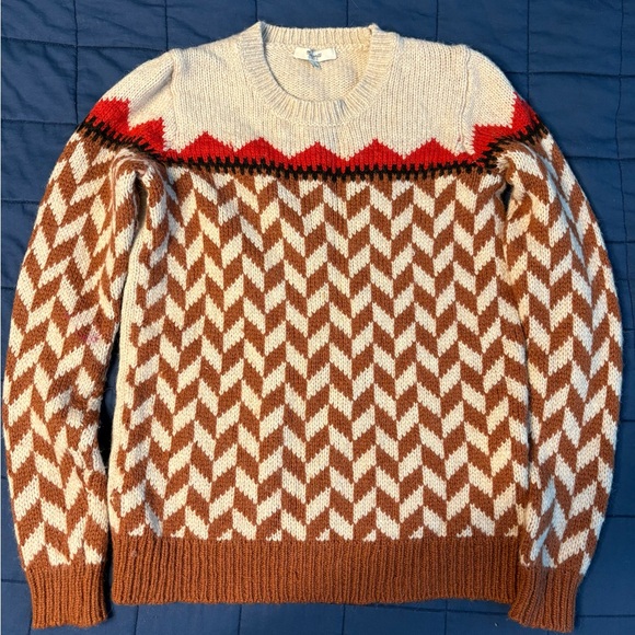 Madewell Sweaters - Madewell Chevron Sweater - Cream, Red, and Brown (fits snugly)